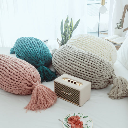 Handmade Solid Color Wool Sofa Cushion